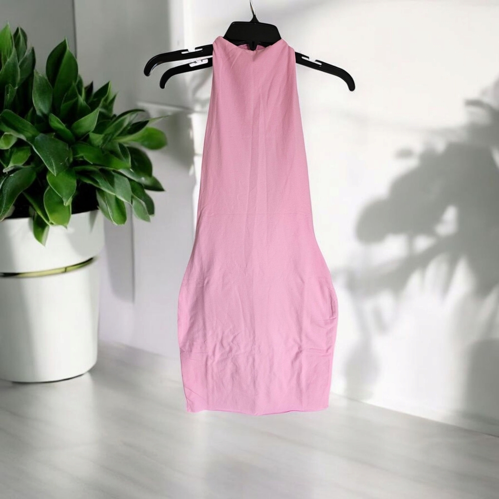 SKIMS Pink Sleeveless Halter Bodycon Dress